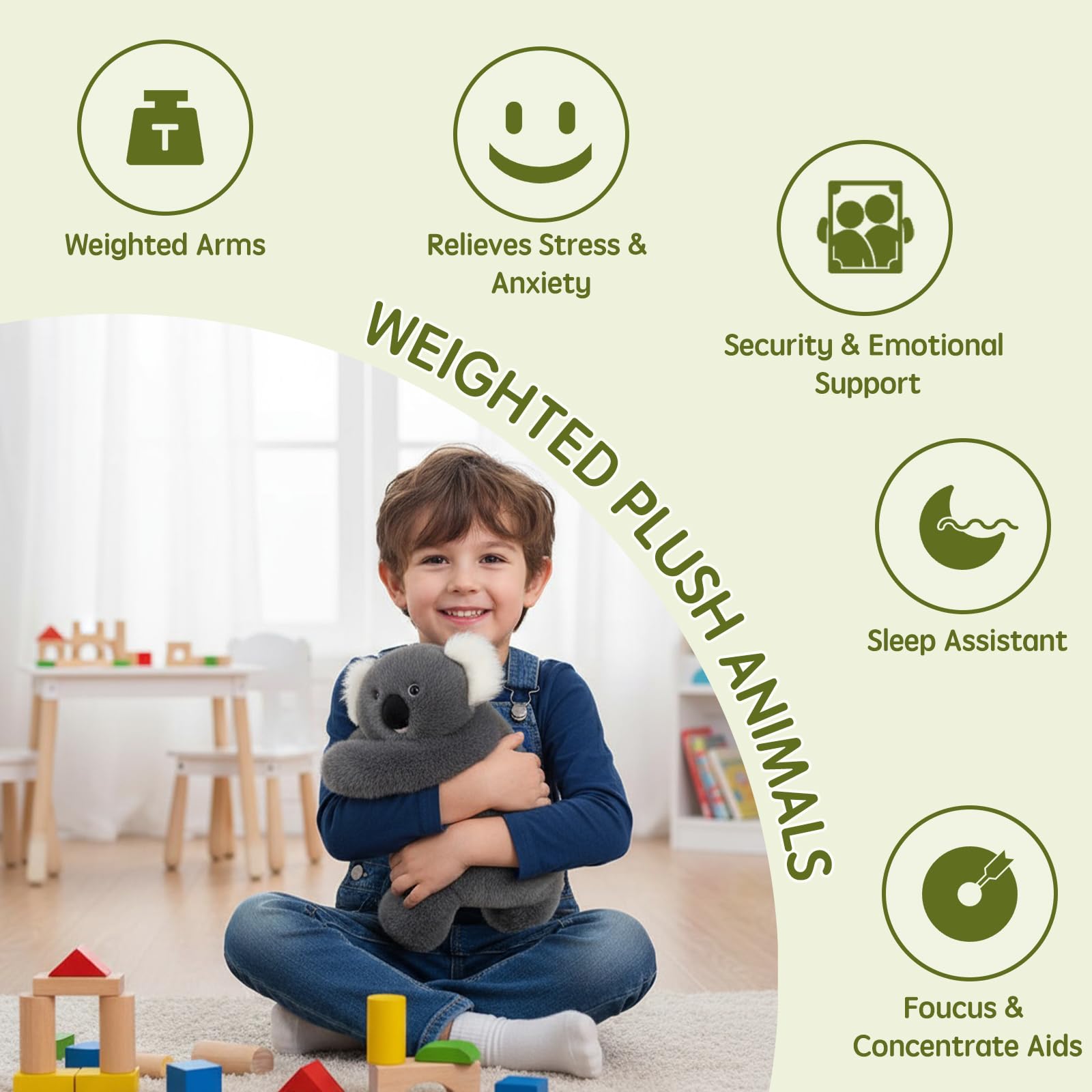 Kaelorae Weighted Plush Animals for Kids & Adults, Panda Teddy Bear Dinosaur Stuffed Toys - Image 3