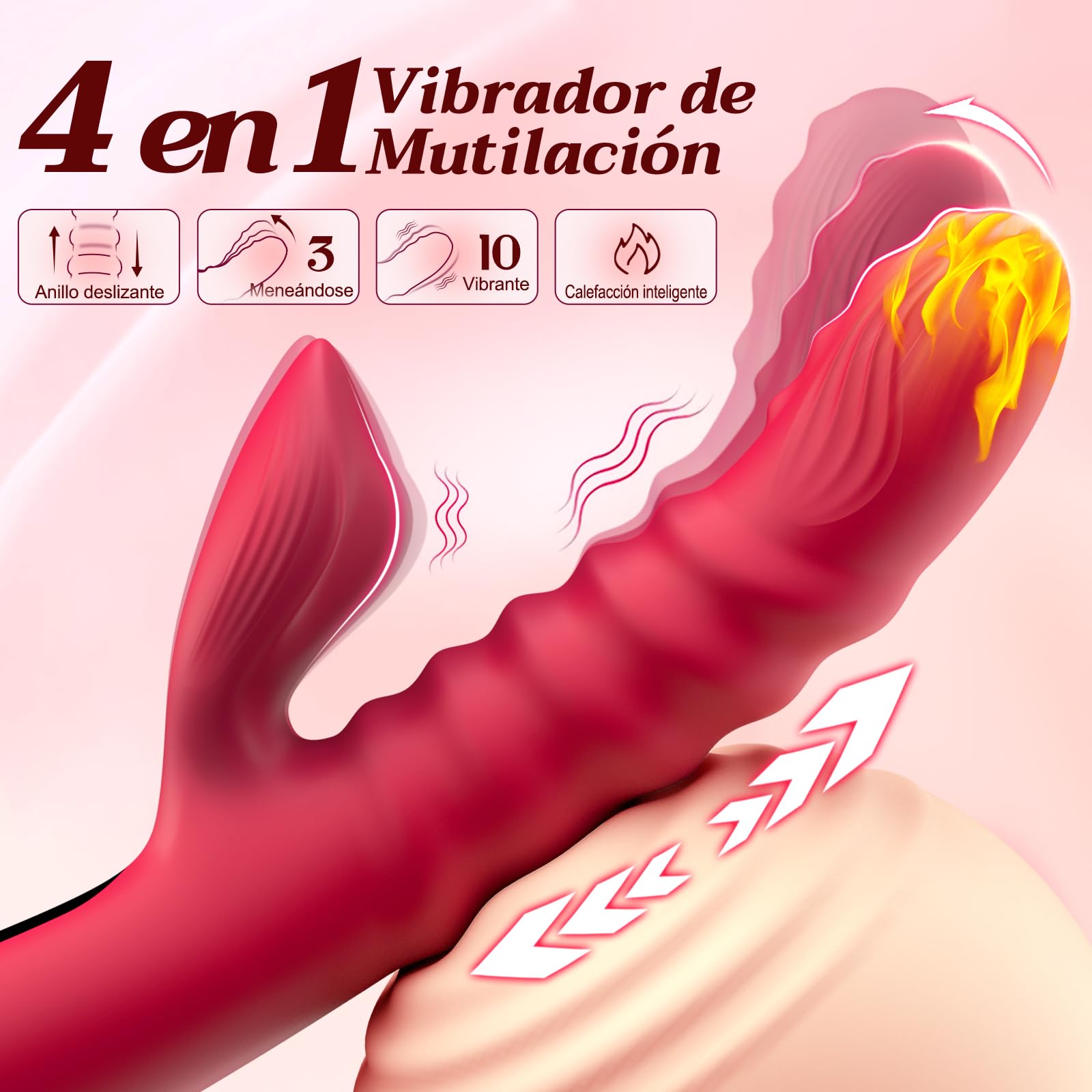 Vibrador con empuje para mujeres, YeeSexDo 4 EN 1 Estimulador del punto G y del clítoris con 10 modos, potente vibración oscilante y calentamiento inteligente, vibrador con LED