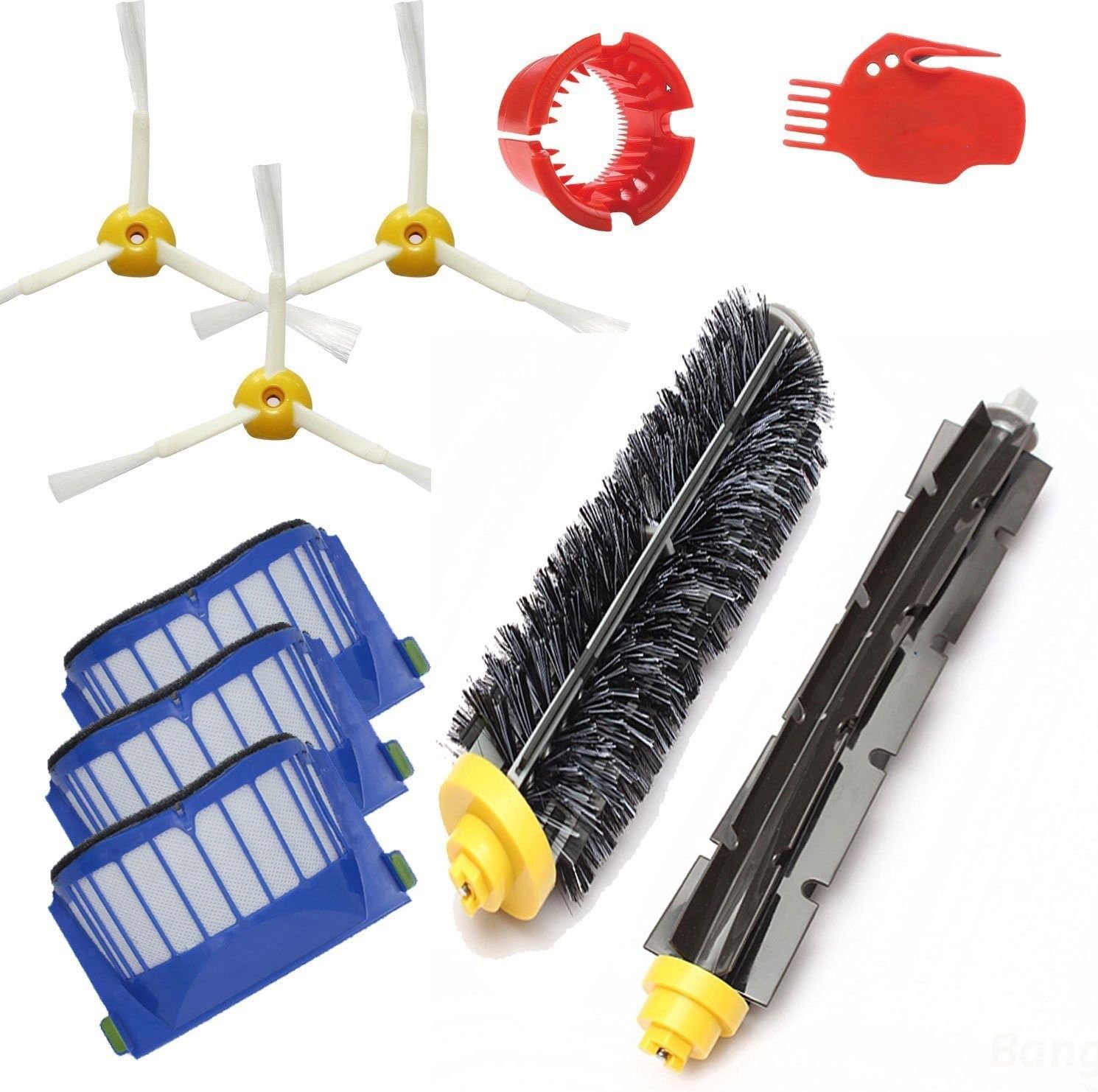 Replacement Parts Kit Bristle Flexible Beater Brush & Aero Vac Filter & Side Brush Compatible with iRobot Roomba 600 Series 595 610 614 618 620 630 640 650 660 680 685 690 692 694 695 Vacuum