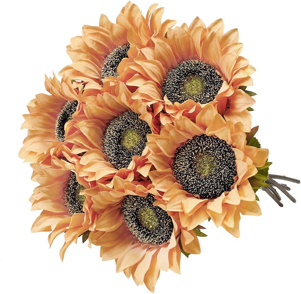 Laelfe 7PCS Vintage Sunflowers Artificial Flowers Silk