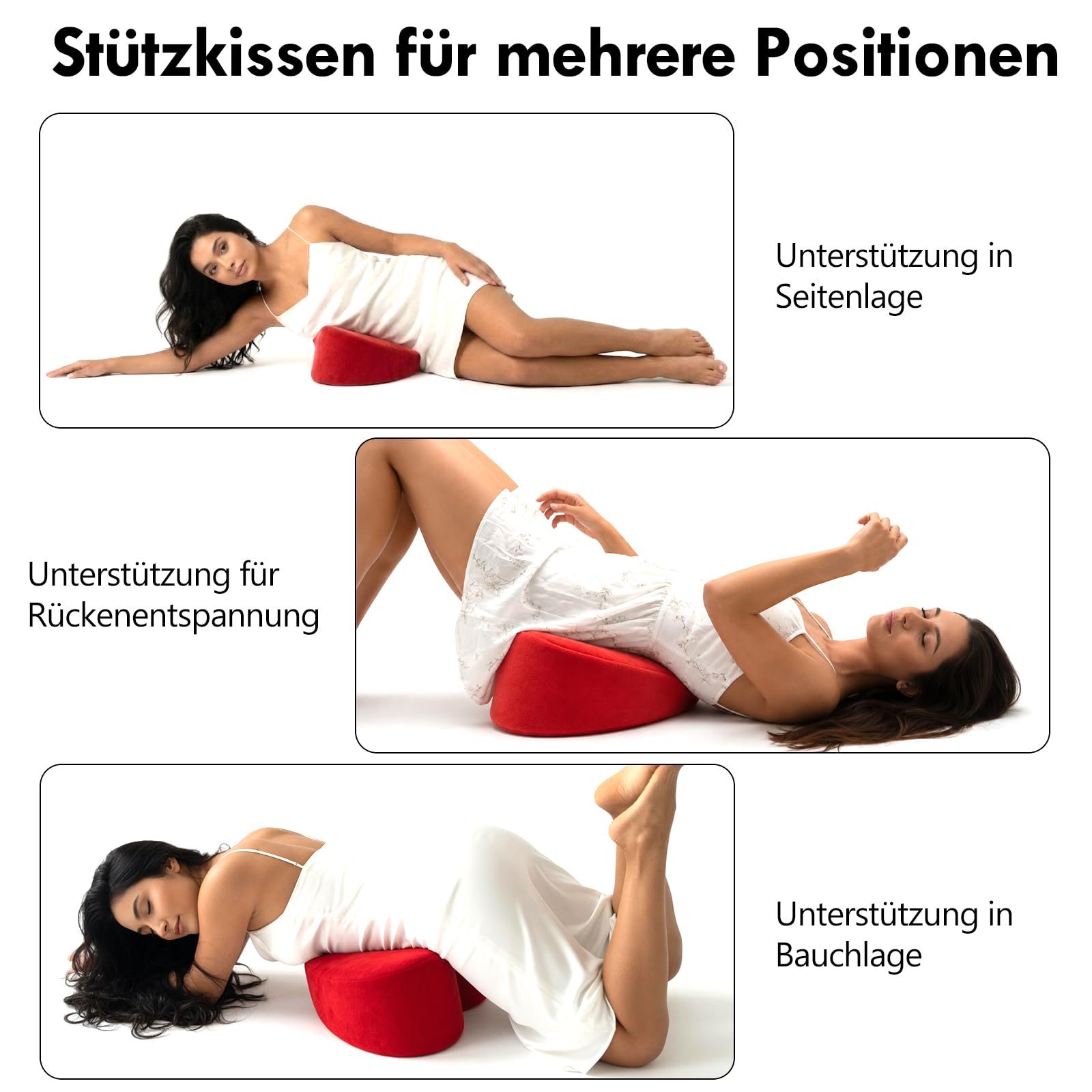 Sex Kissen Herzförmiges für Paare, Liebeskissen & Positionierungskissen Sexkissen, Sex Pillow Angeschrägtes Keilkissen als Paarkissen für Komfort Erotik Kissen & Ramps (Rot)