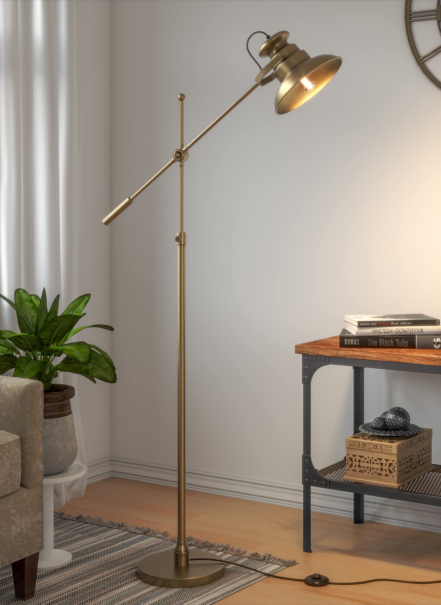 Divine Trends Modern Reading Task LED, Incandescant, CFL, Smart Bulbs Floor Lamp Standing Adjustable Height And Rotatable Arm (Brass Antique Finish)-image-37