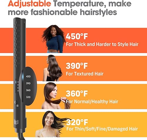 Miniatura 4 de Quico Plancha para el cabello, alisadora de cabello de viaje global de 110-240 V para mujeres, calentamiento rápido en 15 segundos, plancha plana