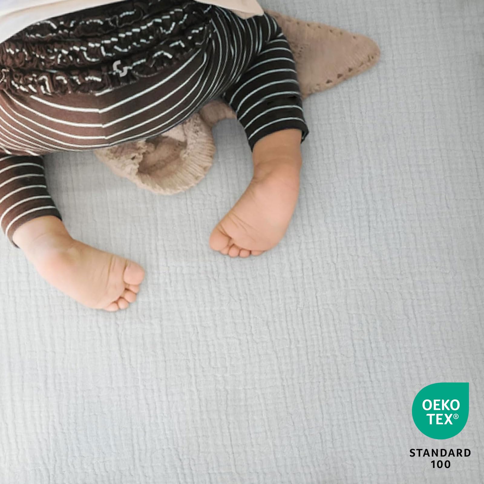 lulumoon Lot de 2 draps Housses en Mousseline de Coton, Drap Housse 90 x 40 cm de Matelas pour lit de bébé, lit de Berceau et lit de couffin(Gris Vert)