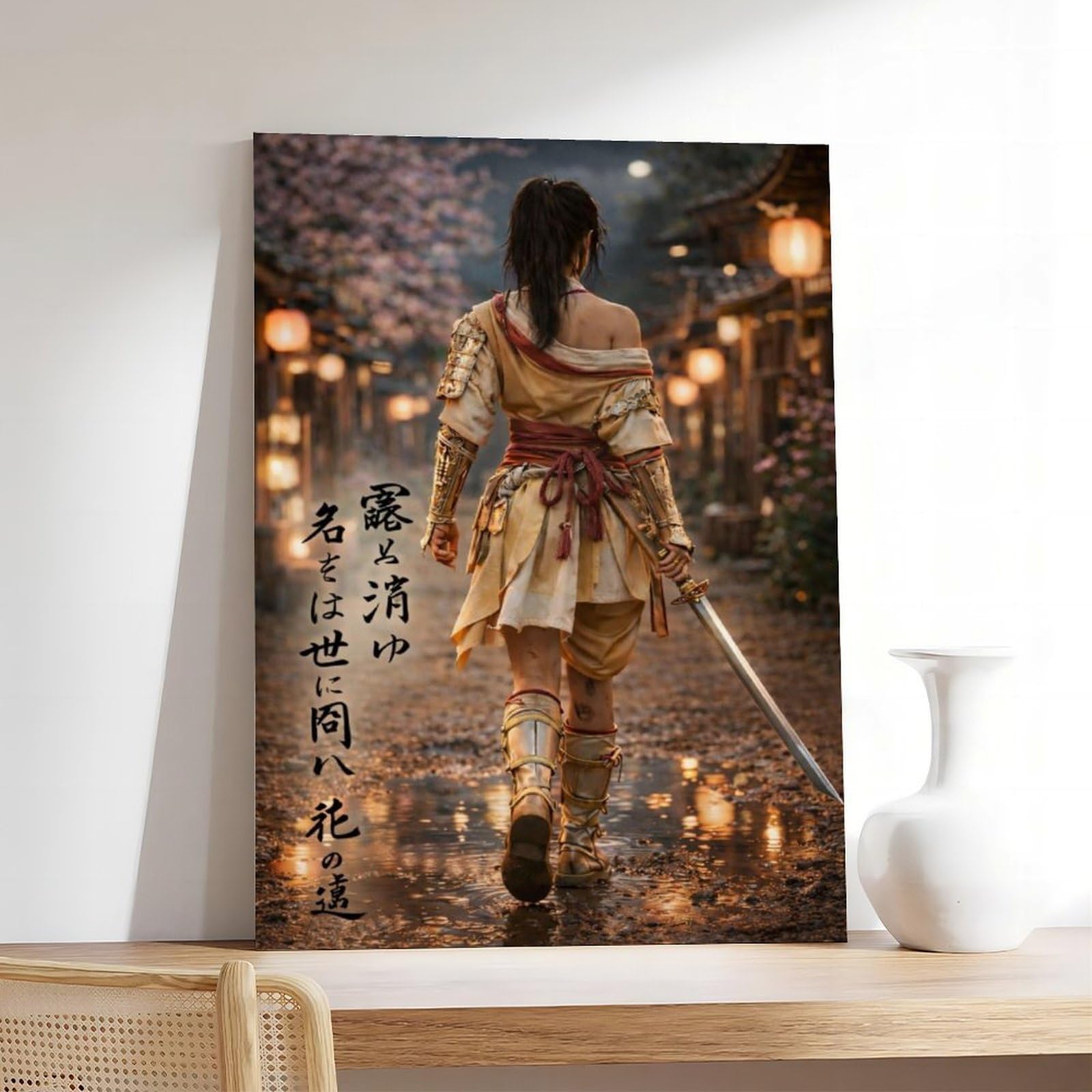 Poster su tela giapponese samurai femminile (35), decorazione per camera da letto, ufficio, stanza, regalo, 50,8 cm L x 76,2 cm W