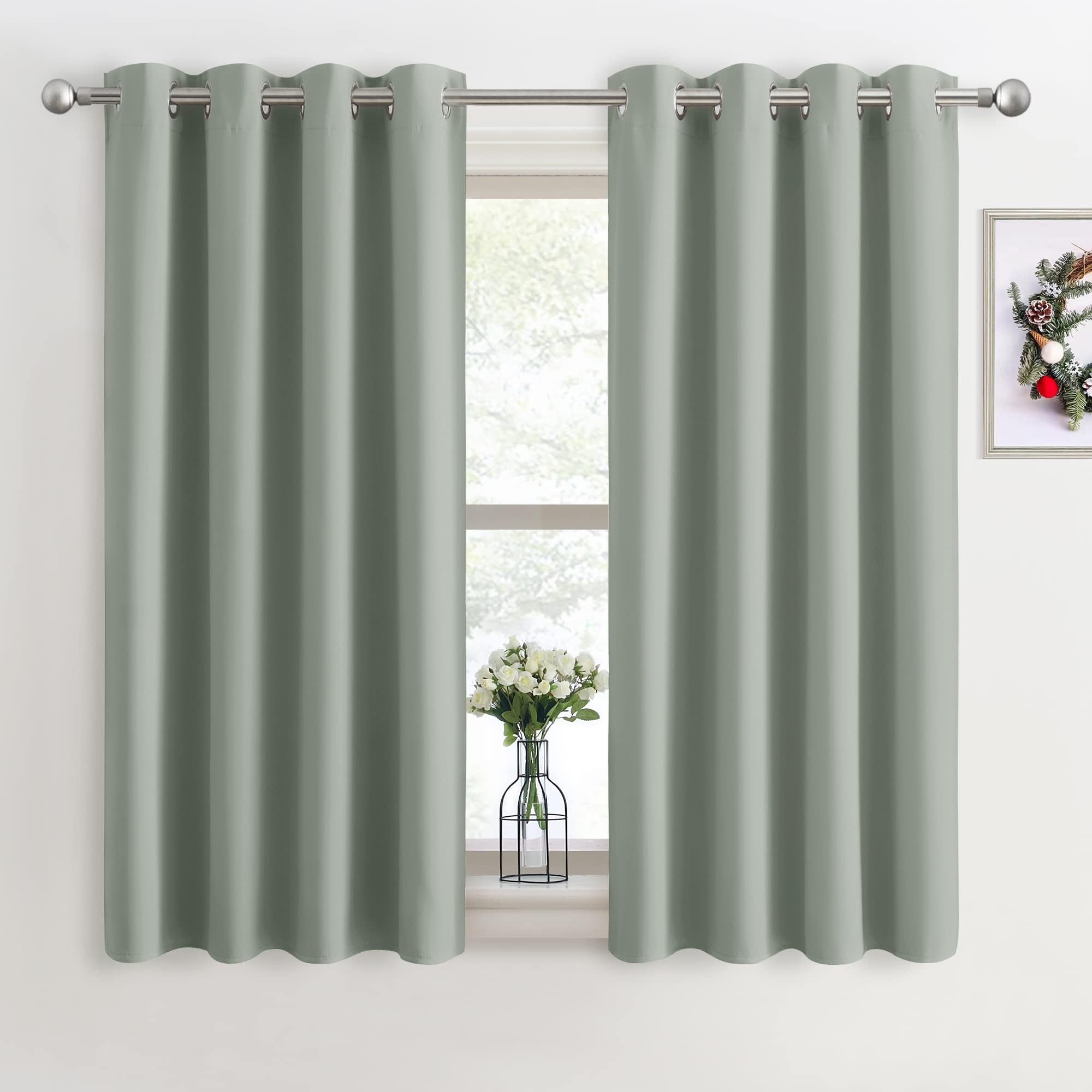 PONY DANCE Sage Green Blackout Thermal Insulated Curtains for Bedroom, 46 x 54 Inch Short Eyelet Curtains & Drapes, Soft Black Out 2 Panels for Window Living Room/KitchenGlobal Recycled StandardGlobal Recycled StandardOEKO-TEX STANDARD 100Global Recycled Standard