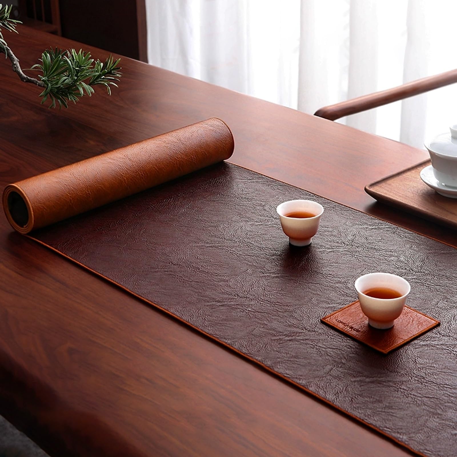 Camino de mesa de cuero de granja para comedor, festivales y reuniones, decoración moderna de mesa para todas las estaciones y celebraciones, ideal para uso doméstico y de oficina