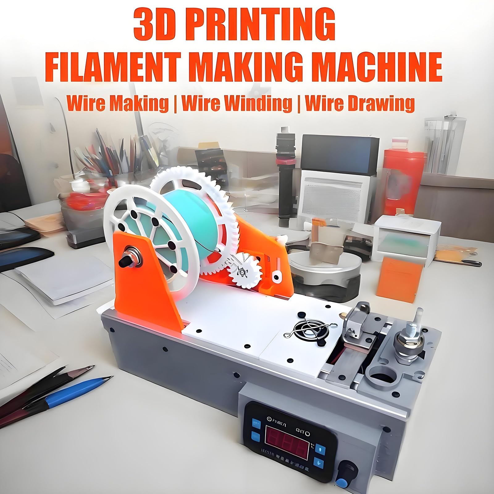 Macchina per filamenti per stampante 3D, estrusore in PET riciclato da 500 g-1000 g/h, con display digitale, temperatura fino a 300 ℃ per produttori e famiglie fai da te