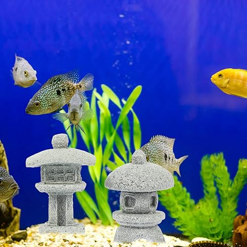 Miniatura 2 de Yardwe Linterna de estatua de pagoda japonesa en miniatura de piedra arenisca para jardín zen, micro paisaje, decoración interior y exterior, 1.25 x