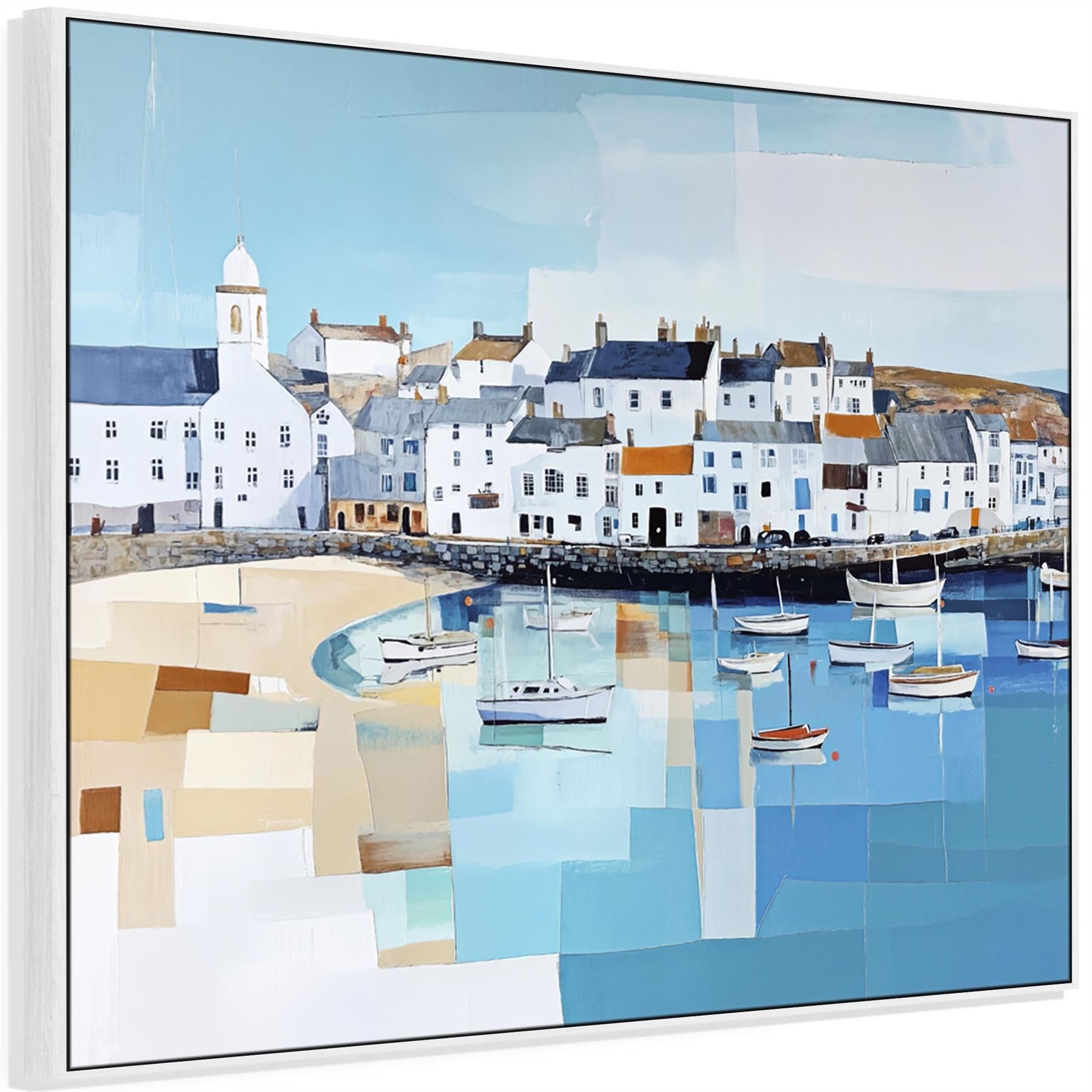 Wallfillers Extra Large Framed Coastal Art Print - Cornish Seaside 2 (84cm x 69cm)