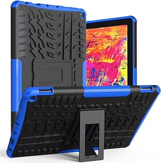 Dual Layer Heavy Duty Shockproof Impact Resistance Drop Proof Military Grade Kids Case with Kickstand for Fire HD 10 & HD10 Plus Case 11th Generation 2021, Not fit Lenovo Samsung case,Blue