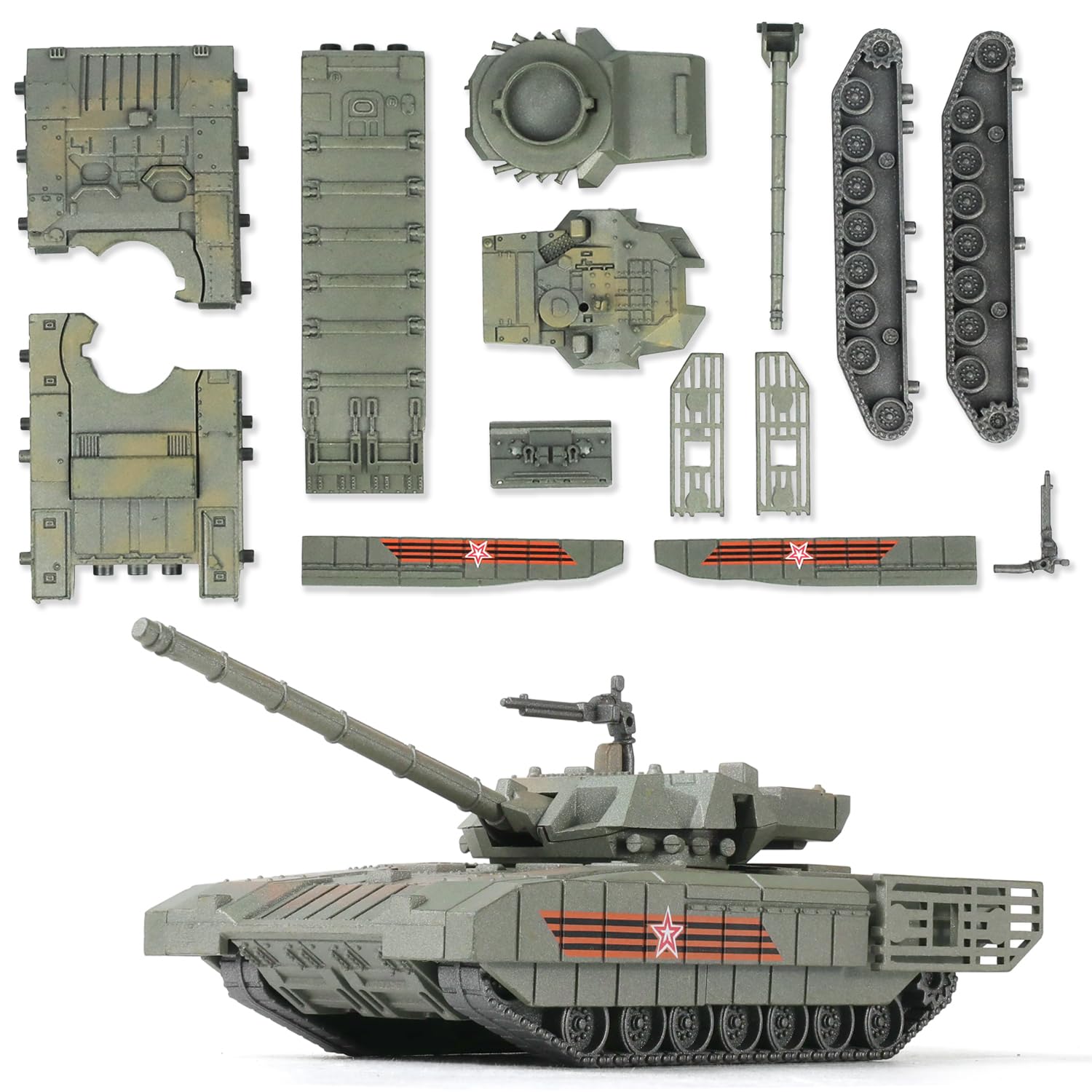 SEBUNAS Modelo de tanque militar T14 de construcción rápida a escala 1/72, modelo de tanque de batalla principal T14 para regalo y colección