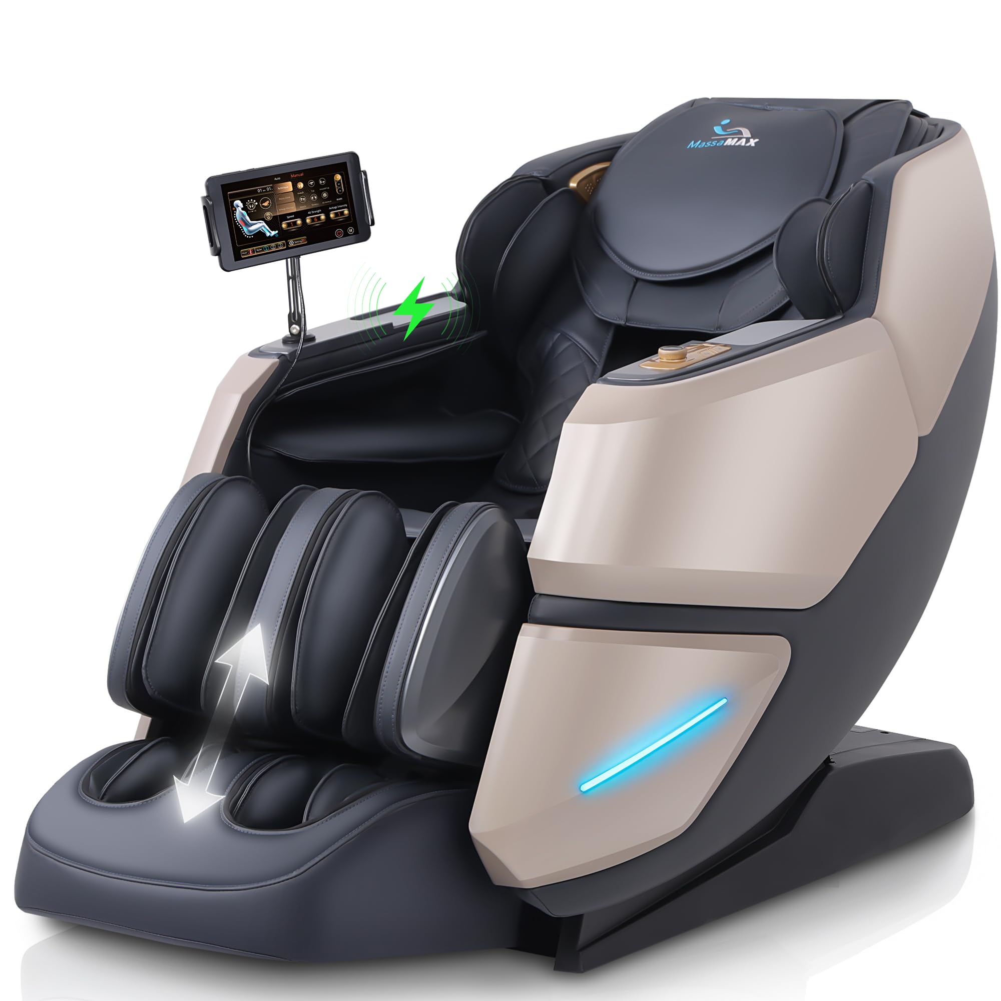 MassaMAX MT339 4D Massage Chair, Full Body Recliner with Auto Footrest, Zero Gravity, OTA Cloud Tech, SL Track, Deep Yoga Stretch, 27 Modes, APP, AI Control, and Heating (Magic Black)