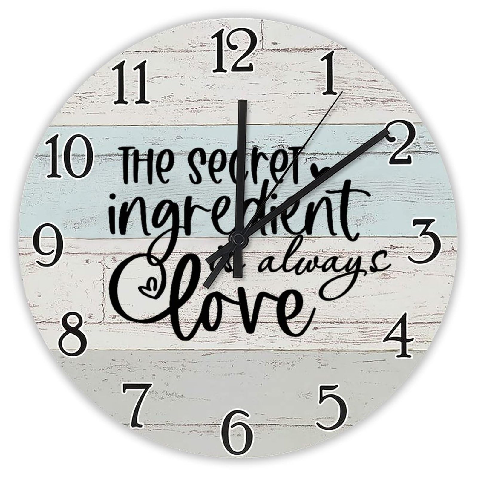Horloge murale en bois message d'amour grand cadran silencieux de maison