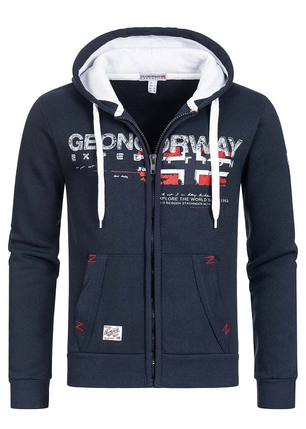 Geographical Norway Men's Dark Blue Fleece Hoodie, Navy, Xl