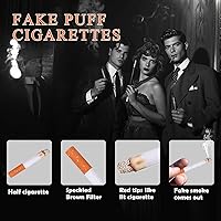 Vista 6 de 2 soportes largos para cigarrillos, 2 cigarrillos falsos y 2 cigarrillos falsos con humo para los años 20, accesorios para mujeres, Audrey Hepburn