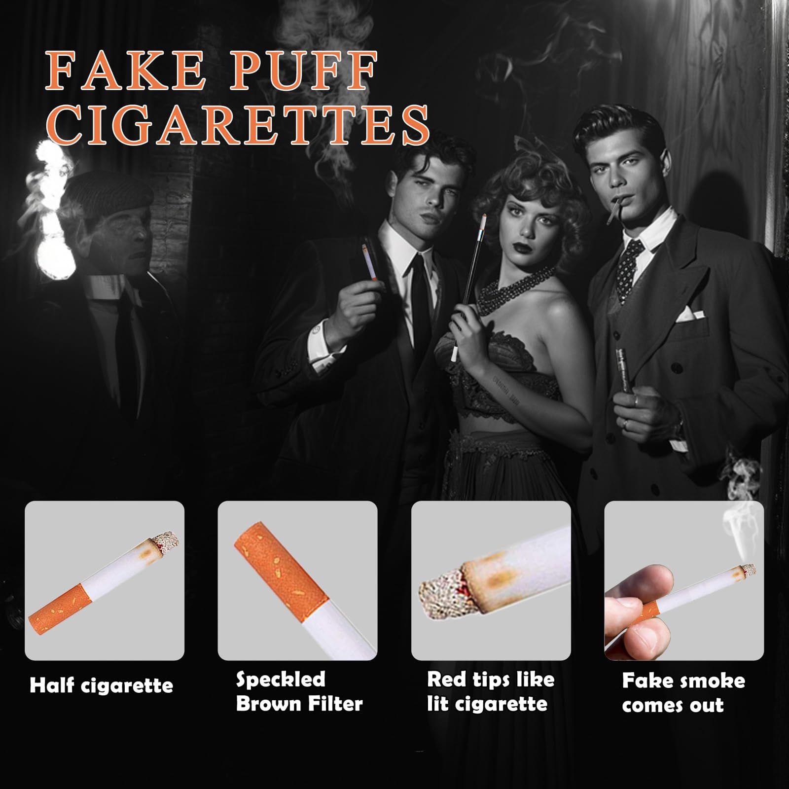 1920s fake cigarettes Amazon.com: 2 Long Cigarette Holders & 2 Fake Puff Cigarettes & 2 Half Fake  Cigarettes with Smoke for 1920s Accessories for Women
