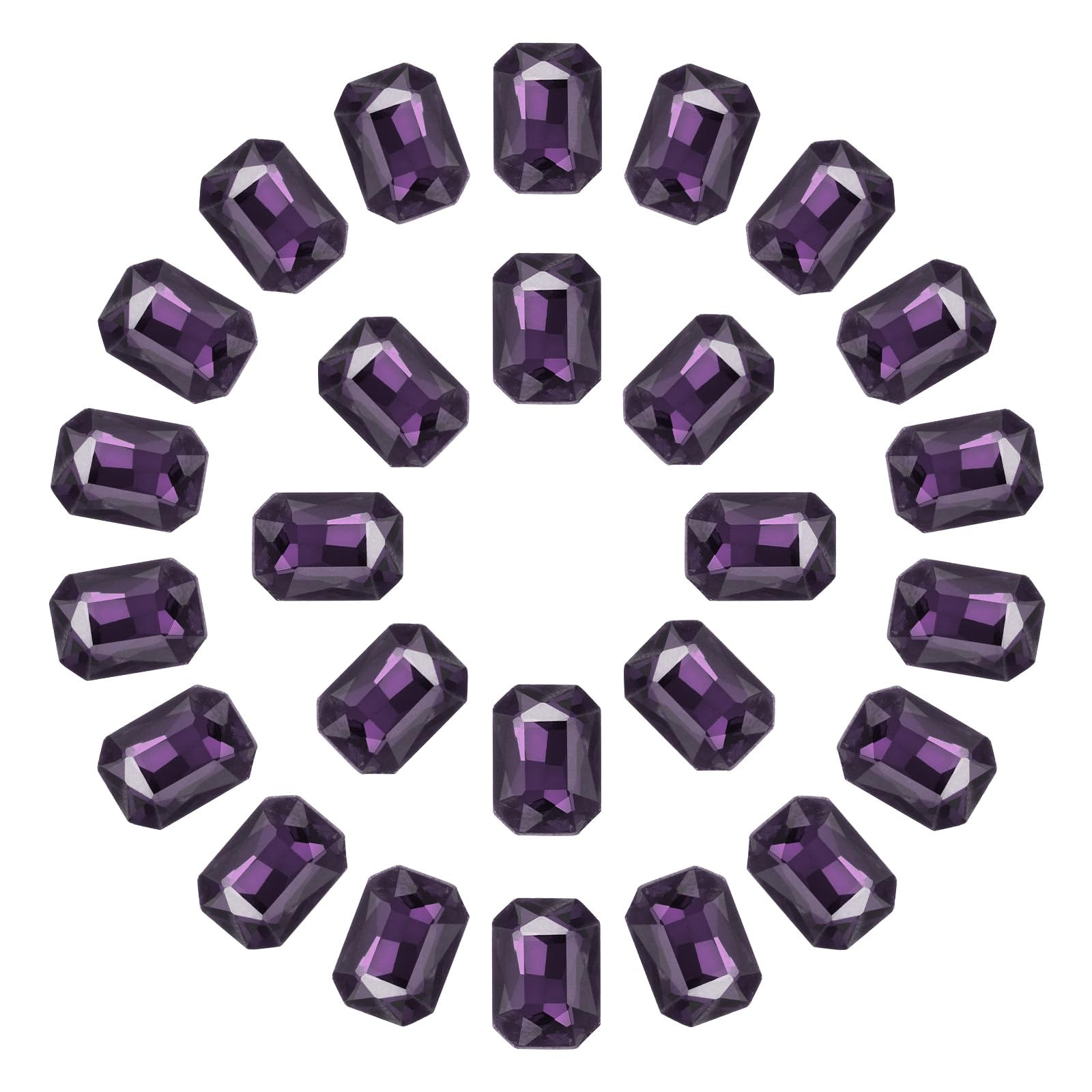 Diamantes de imitación morados con corte octagonal facetado para costura, 100 uds