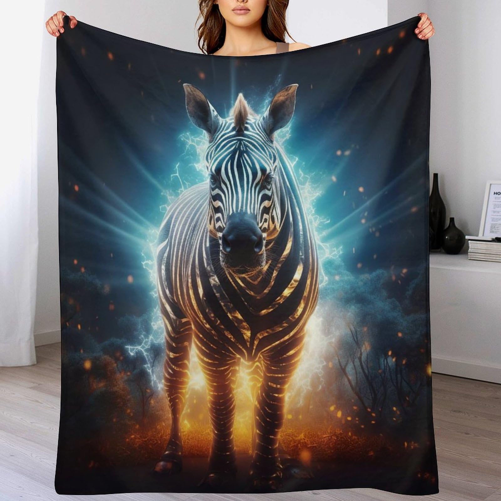 Couverture lit flanelle zèbre contre les nuits fraîches sur le canapé