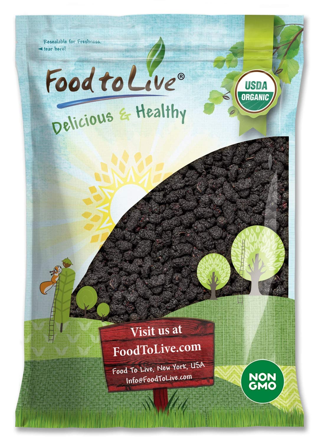 Buy Dried Black Mulberries, 4 Pounds NonGMO, Raw Fruit, Unsulfured