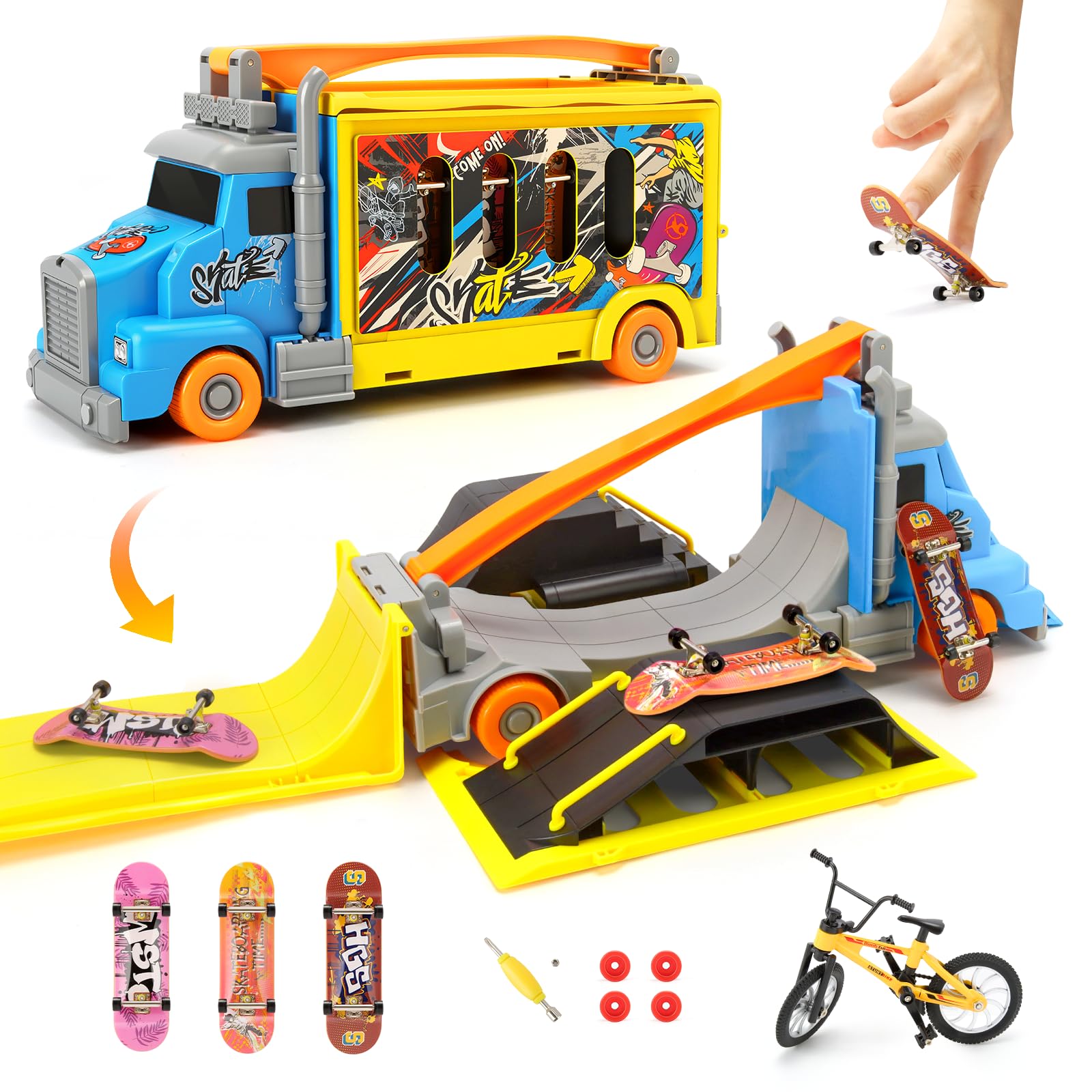 Amazon.com: Hestiasko Finger Skateboard Park Set, 2-in-1