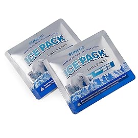 SUNLUG Reusable Ice Packs for Lunch Bags, Long Lasting Small Freezer Packs for Lunch BoxLidless and Easy Cleaning (2 Pack)