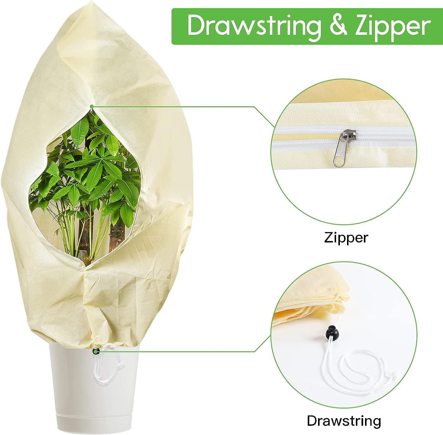 Bonviee 4 paquetes de cubiertas para plantas con protección contra congelación de 47.24 x 70.86 pulgadas, cubiertas grandes para árboles, mantas de protección contra heladas para plantas, fundas