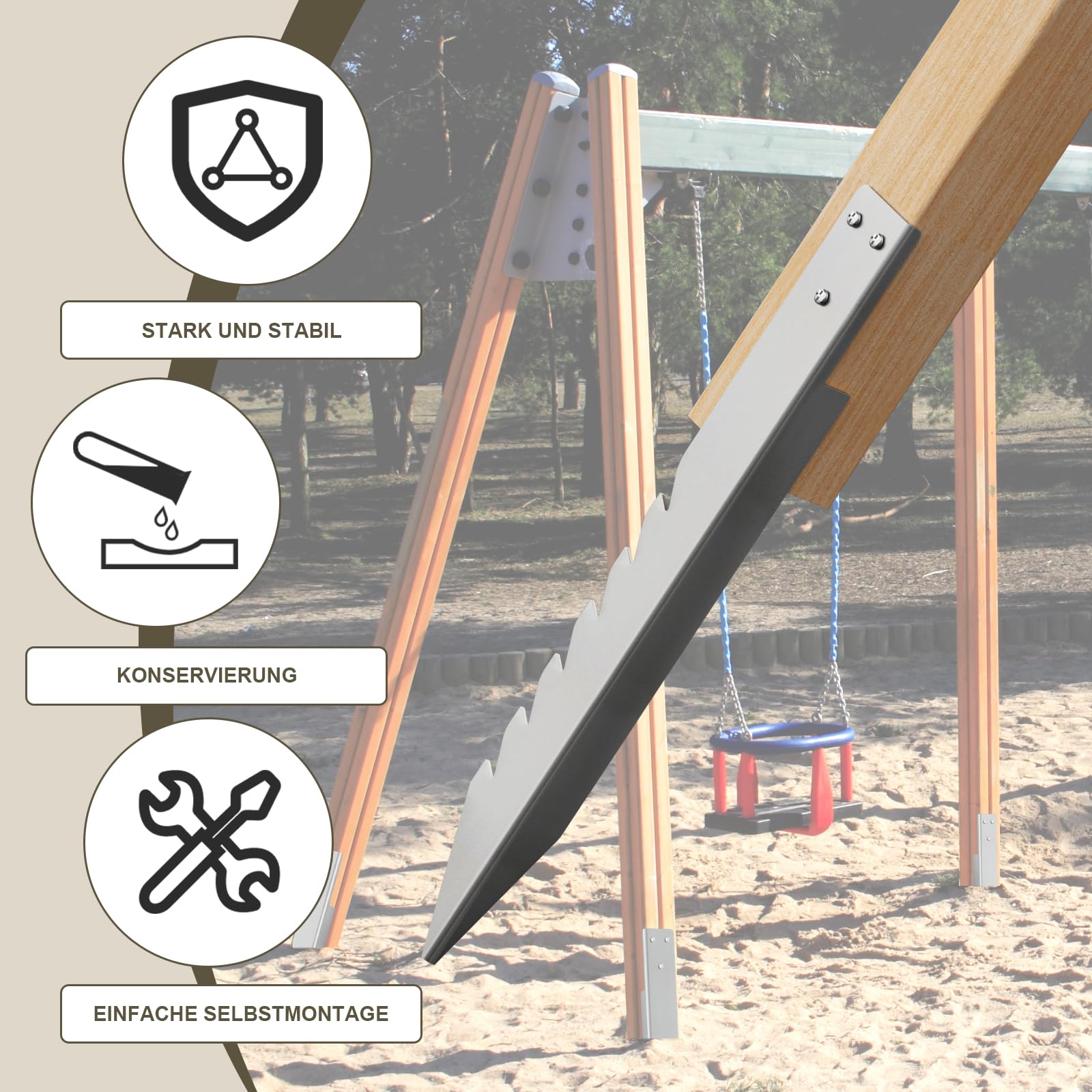 4 Ancoraggi a Pavimento per Altalena Ancoraggio da Giardino Ancoraggi per Altalena Resistenti all'usura, Antivento,Ancoraggio a Terra per Altalena per Bambini,420 mm