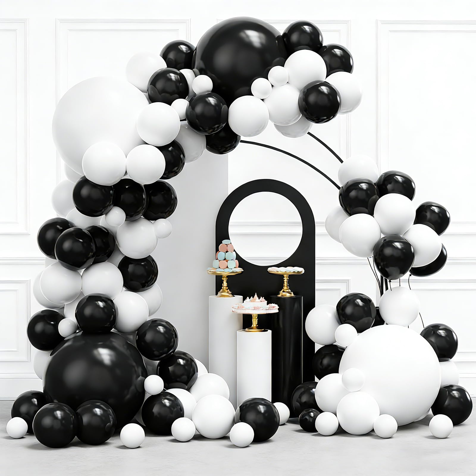 Photo 1 of [MISSING SOME BALLONS] YMSZ Black and White Balloons Garland Arch Kit, 134pcs White Balloon and Black Balloons for Birthday Anniversary Wedding Engagement Graduation Party Decorations