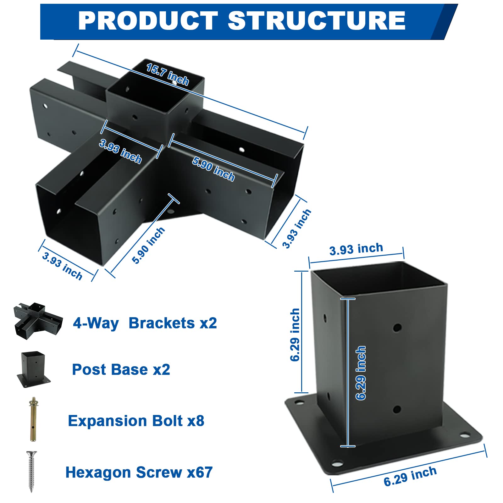 Pergola Gazebo Brackets Kit Nopwer 4Way Right Angle Corner Bracket