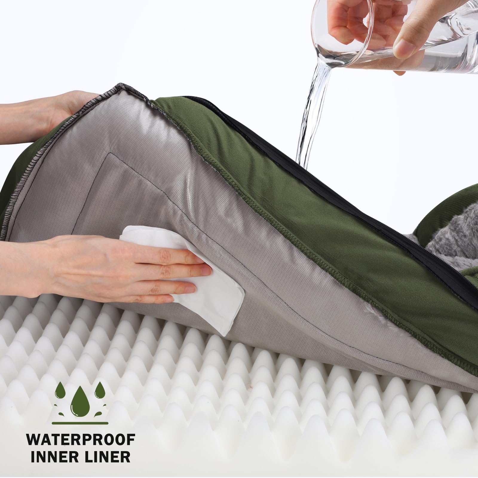 INVENHO Sofá ortopédico para perros medianos, de espuma, con funda extraíble lavable, forro impermeable y parte inferior antideslizante