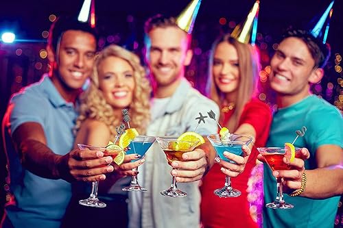 Miniatura 5 de Juego de 9 palillos de cóctel de Martini reutilizables de aceituna para adornar brochetas de frutas (plata antigua)