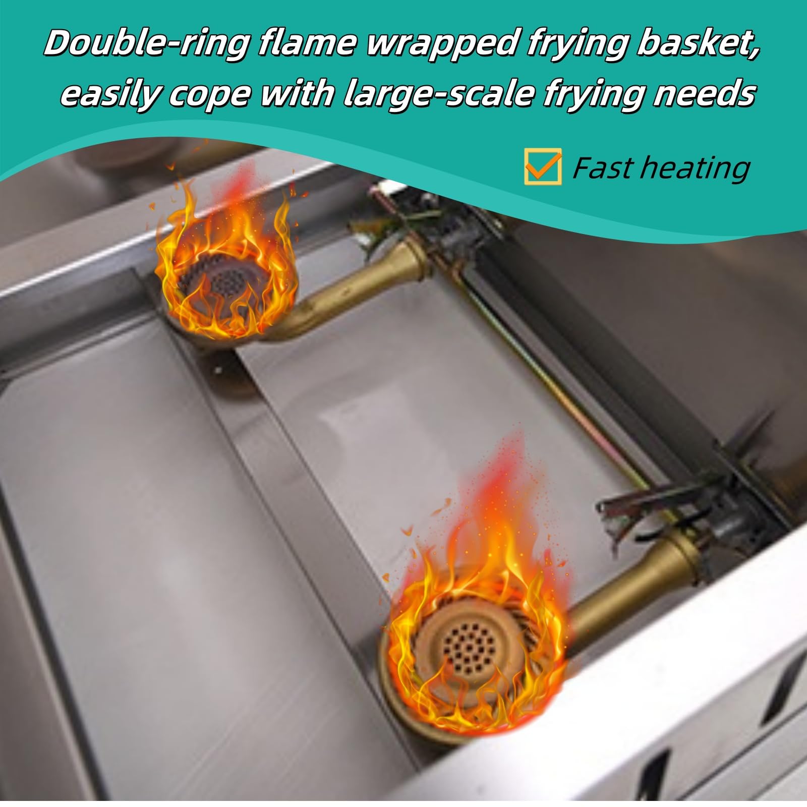 Freidora De Gas Freidora Doble Freidora Industrial Sarten Freidora con Cestillo De Cesta para Encimera De Restaurante Comercial MáQuina para Cocinar Alimentos A
