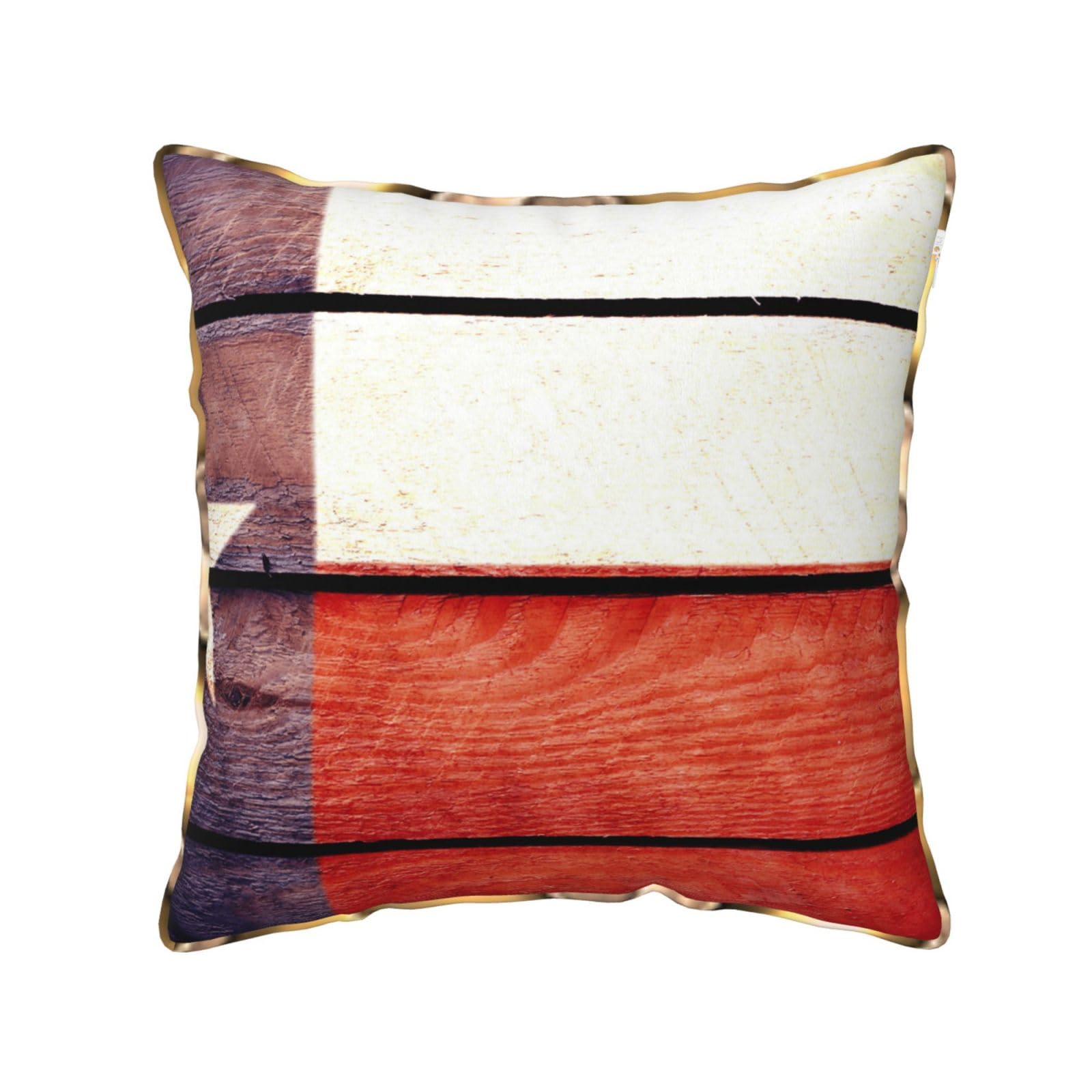 AUBKFELD American Flag Pattern Printed Velvet Cushion Cover 40x40 CM with Gold Edging Strip, Square Pillowcase Soft Throw Pillow Covers Case Decorative for Living Room Sofa Couch Bed Bench