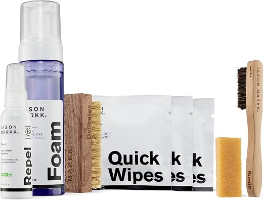 Jason Markk Care Kit & Suede 6-Piece Cleaning Kit Bundle, Suede Brush & Stain Eraser, Foam, Repel Spray, Delicates Brush, Quick Wipes, Safe for Leather, Suede, Nubuck, Cotton, Wool, Felt, Knits