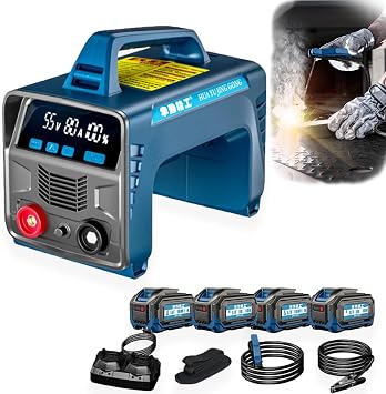 Cordless Welding Machine Battery Powered Stick Welder Hot Start Arc Force IGBT Inverter for 2.5mm/3.2mm Electrodes Automotive Chassis Repair Outdoor Use