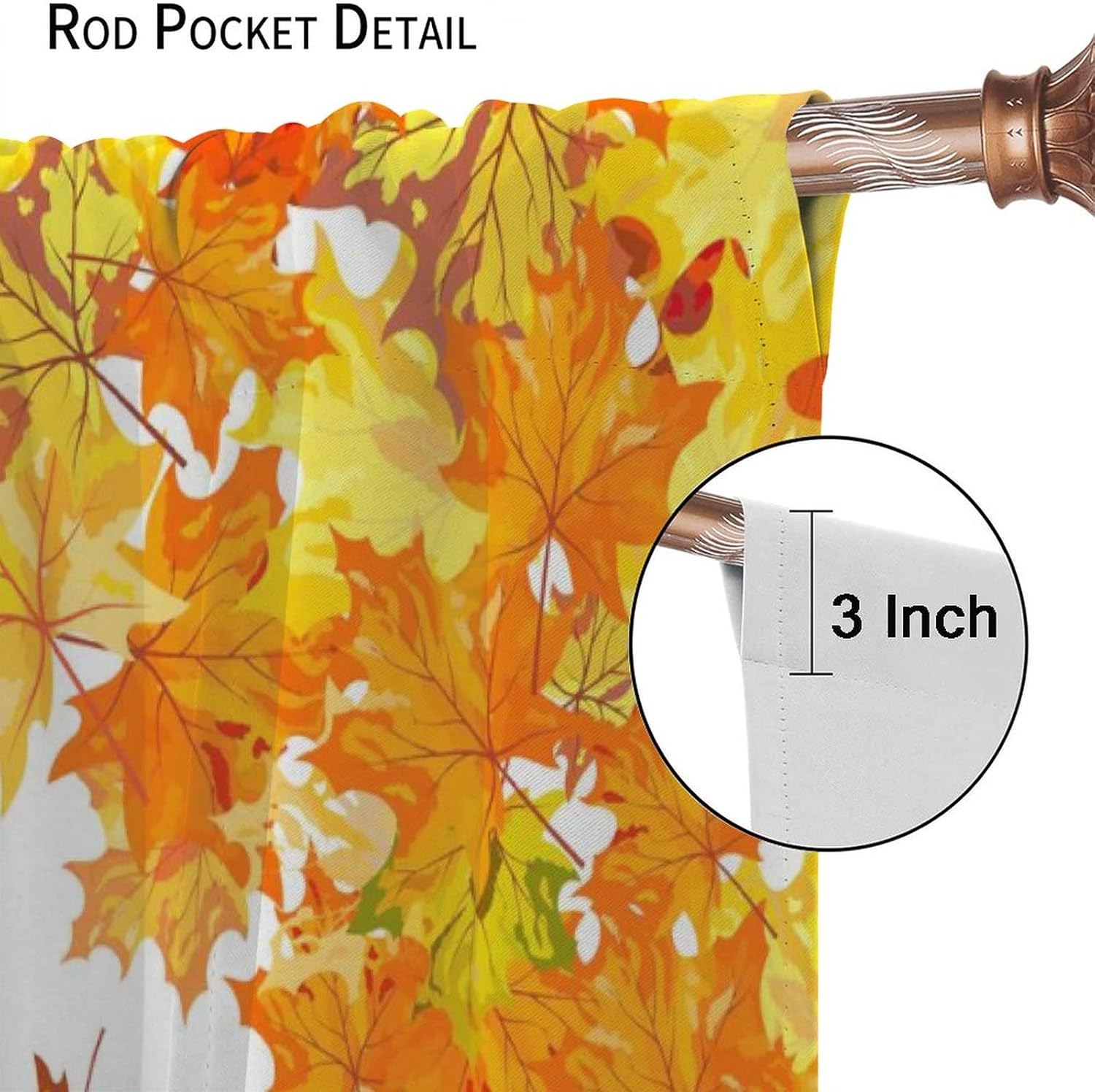 Rustic Happy Fall Pumpkin Floral Rod Pocket Blackout Curtains - Farmhouse Maple Leaf Autumn Black White Plaid Window Treatment,Thermal Insulated Room Darkening Curtains 2 Panels 45L x 21W