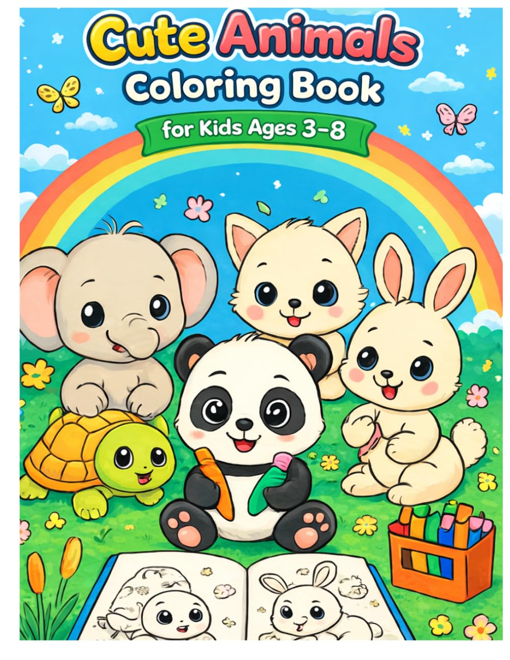 Cute Animals Coloring Book for Kids Ages 3–8: Fun, Simple and Adorable Coloring Pages for Boys and Girls