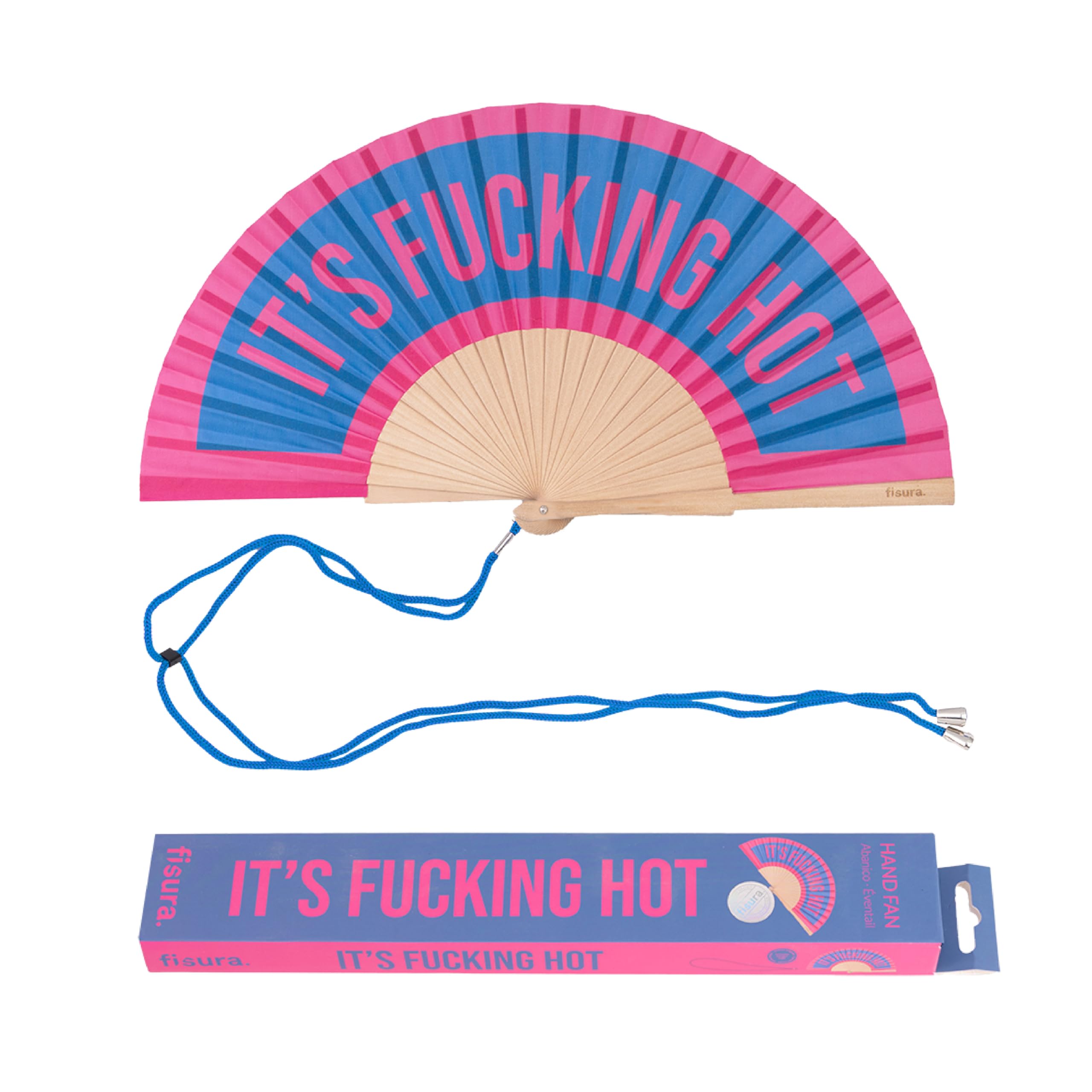 FISURA, Original Folding Handheld Fan with Fun Message “It´s f*cking hot”