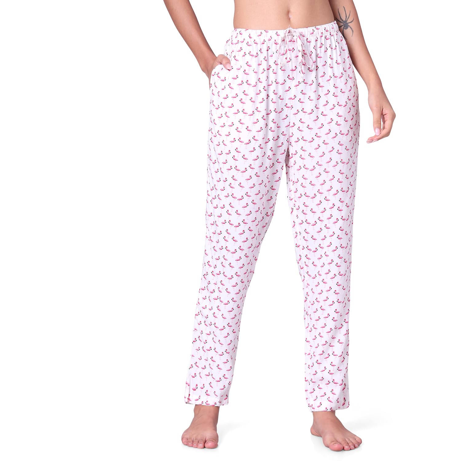 urban scottish Women Flamingo Printed Pyjama with Side Pockets-picture-39