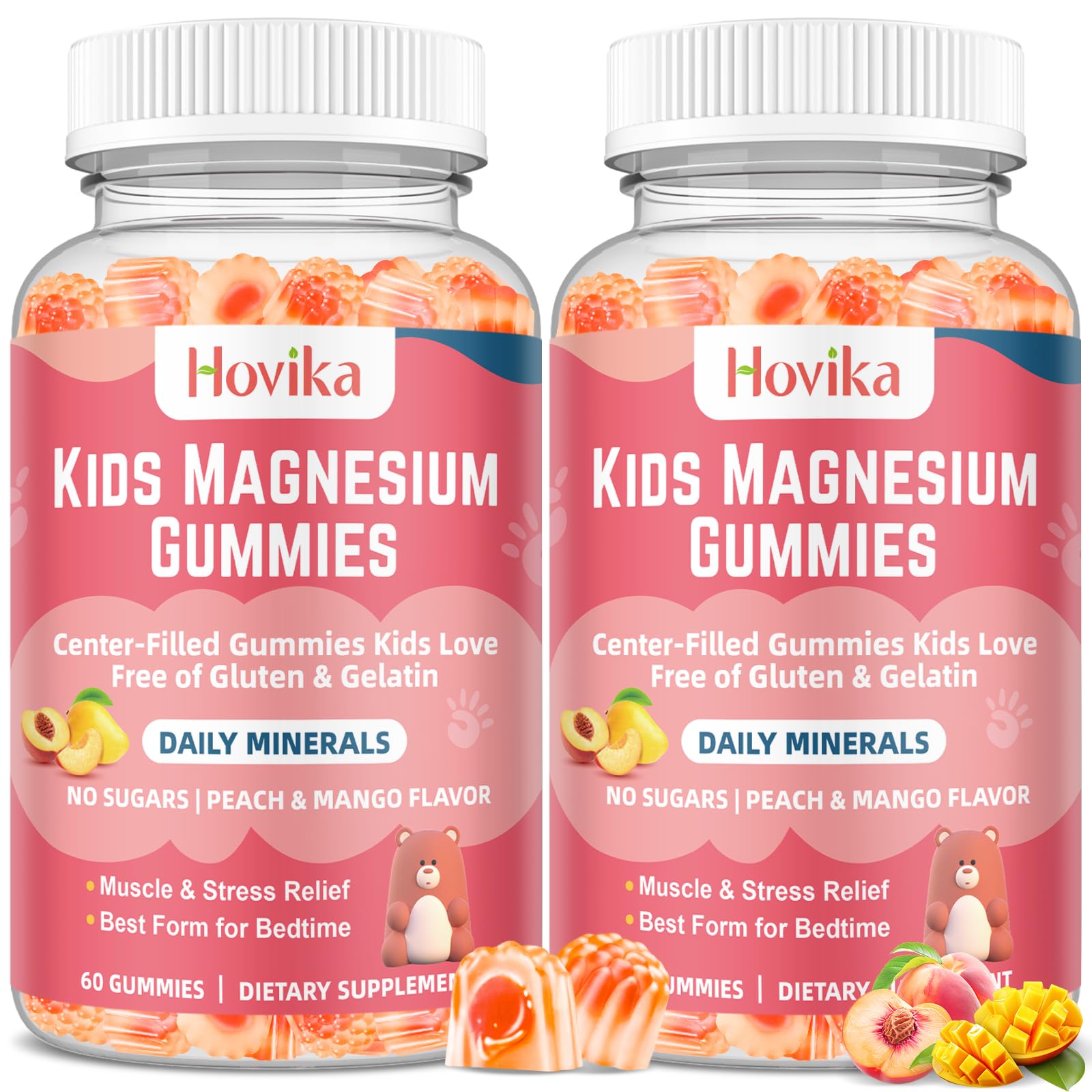 Magnesium Glycinate Gummies for Kids: Calm Magnesium Supplement for Kids & Adults with Zinc Citrate, GABA, Chamomile, Vitamin B6 & C - Sleep, Relaxation & Focus, Juicy Peach & Mango Flavor 120ct Peach & Mango 60 Count (Pack of 2)