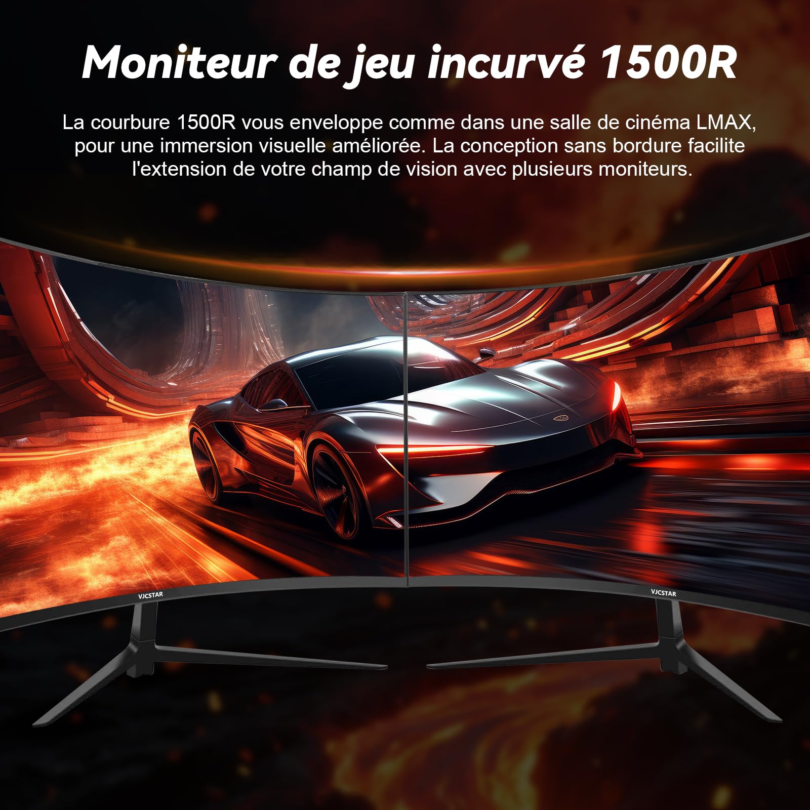 VJCSTAR Écran PC Gamer Incurvé QLED 27 Pouces, 280 Hz, FHD 1080p, 1 ms