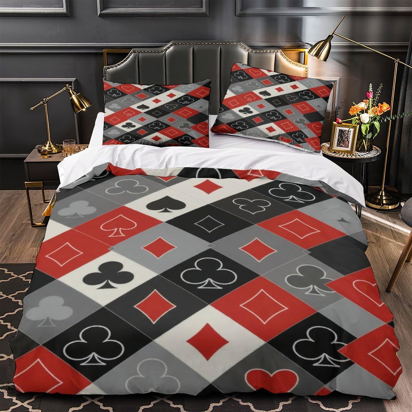 Parure de lit fleurs roses housse de couette king 220x240cm