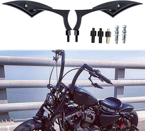 Miniatura 6 de Espejos retrovisores laterales de motocicleta de 0.315 in y 0.394 in compatibles con Harley Sportster Custom Iron 883 Road King Street Softail