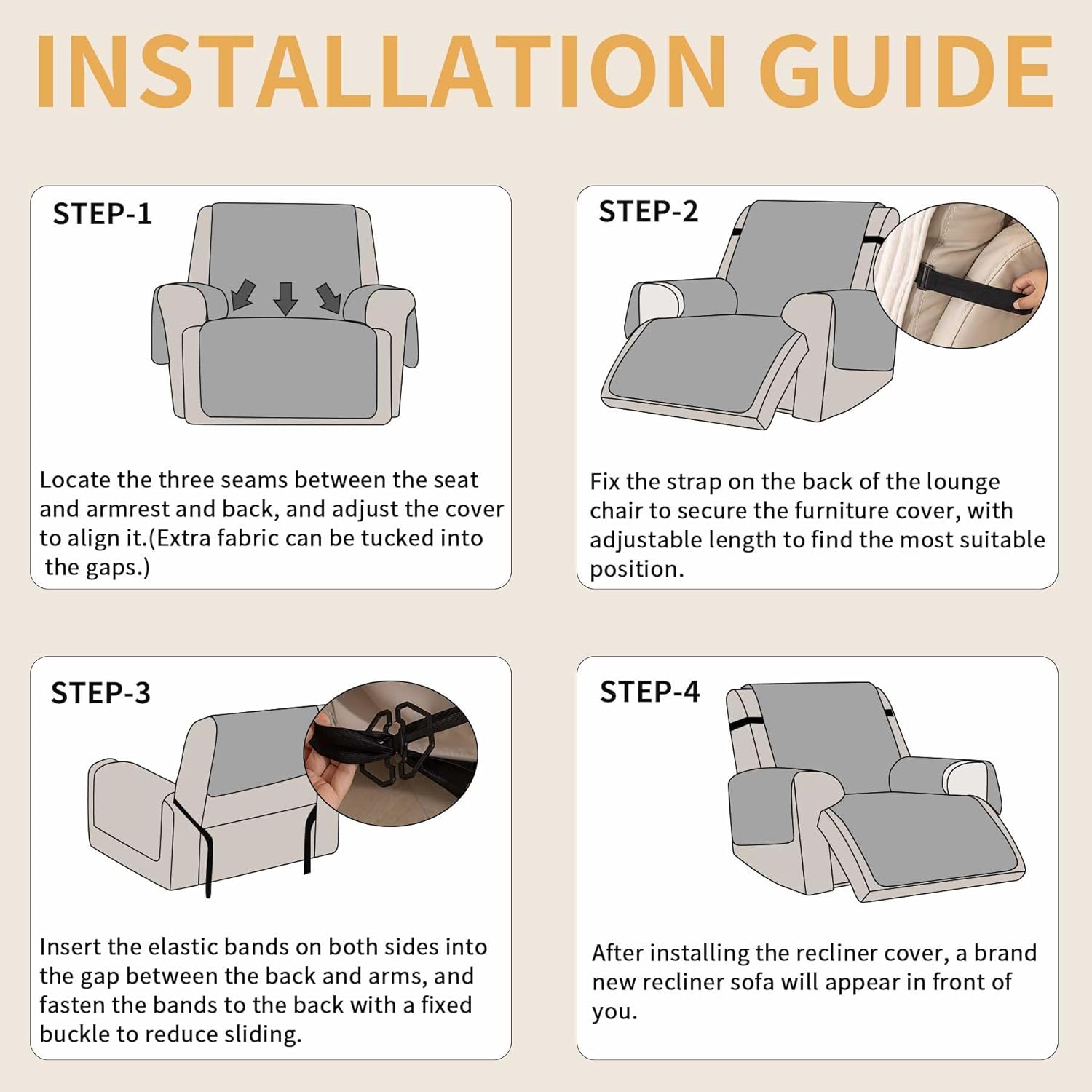 HAOMAIJIA Faux Fur Recliner Chair Covers Non-Slip Waterproof Recliner Covers That Stay in Place Warm Thick Lazy Boy Recliner Cover for Dogs Furniture Protector Pet Friendly (Brown, 28'')