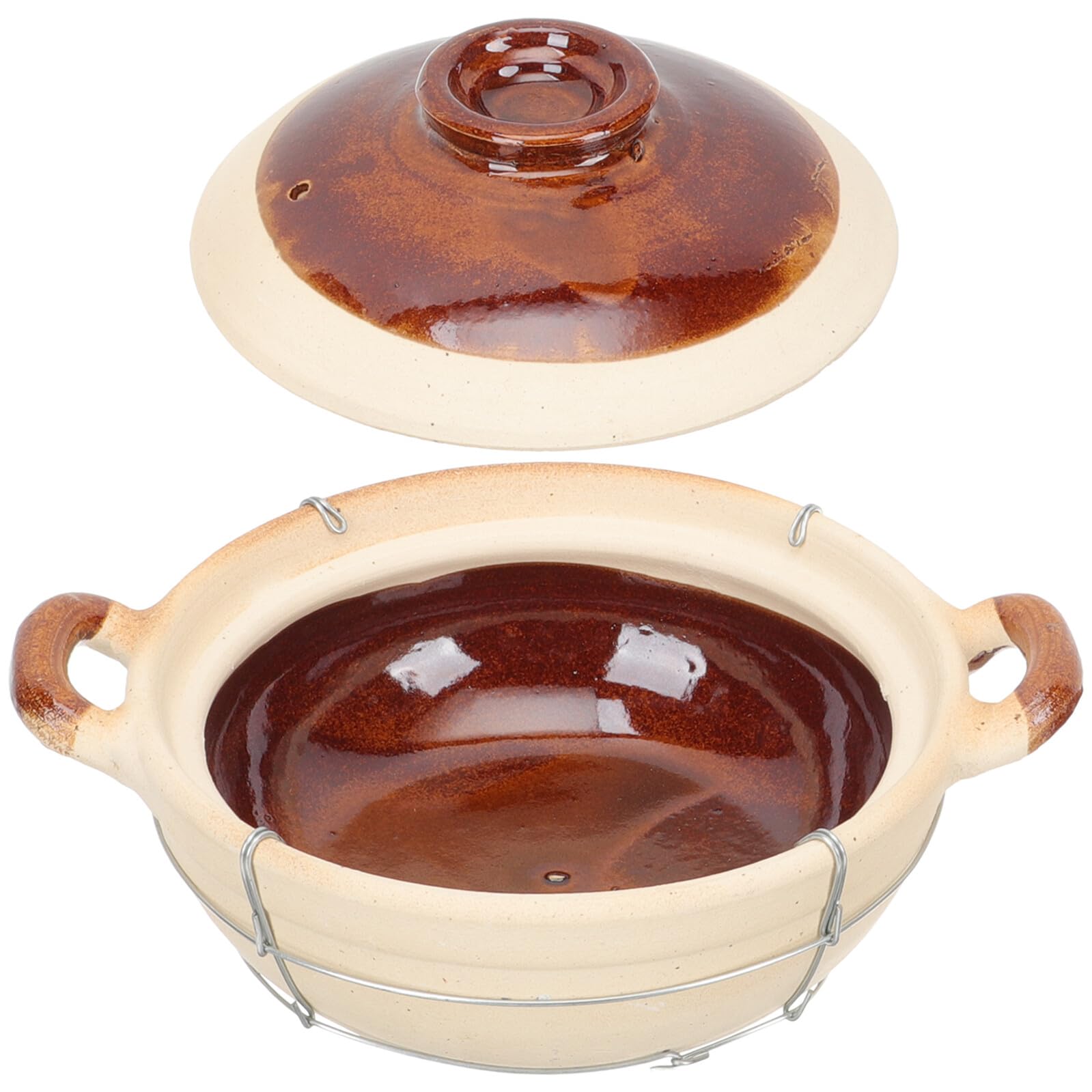 Cazuela de Barro Asa Simple de 0.5l para Cocina Casera, Fácil de Limpiar Ventilación, Adecuado para Preparar Arroz y Guisos