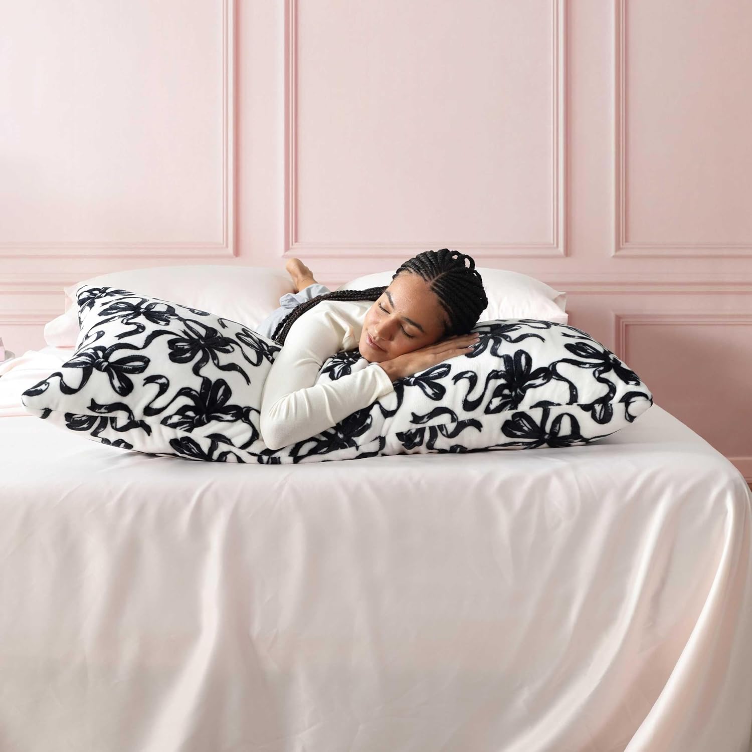 Betsey Johnson - Throw Pillow, Plush Pillow with Hidden Zipper, Throw Pillow for Couch or Bed (Ballet Bows Grey, 20" x 48")