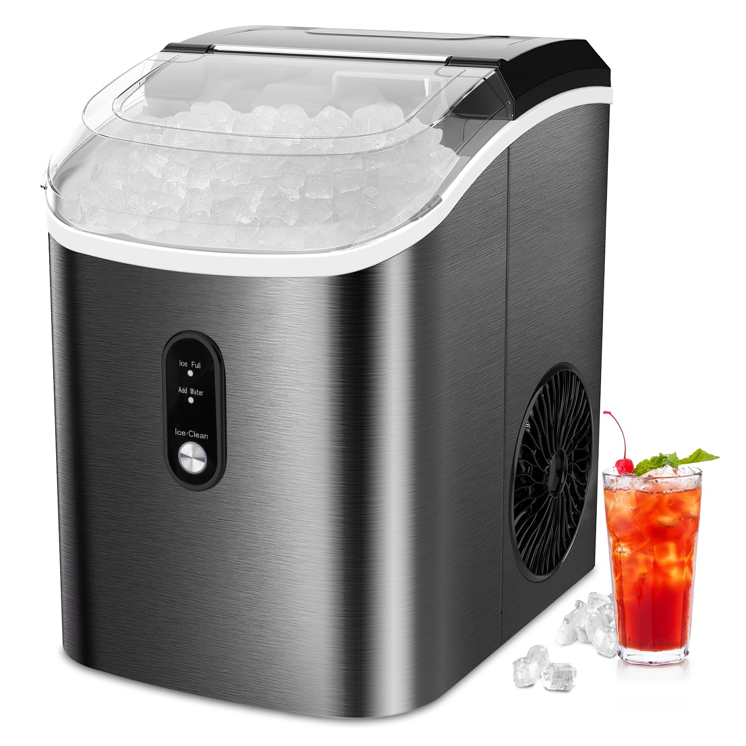 Nugget Ice Maker Countertop, Chewable Pebble Ice Machine, Quick Ice