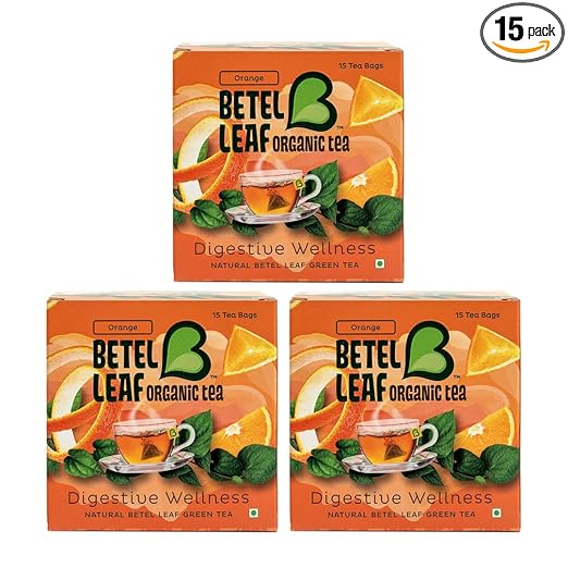 Betel leaf Organic Tea Pure Betel Leaf Blended With Orange Peel 15 Herbal TeaBags|Digestive & Immunity Boosters|Premium Green Tea Reduces Bloating/Gut Inflammation|Rich In Antioxidants Vitamins(po3)