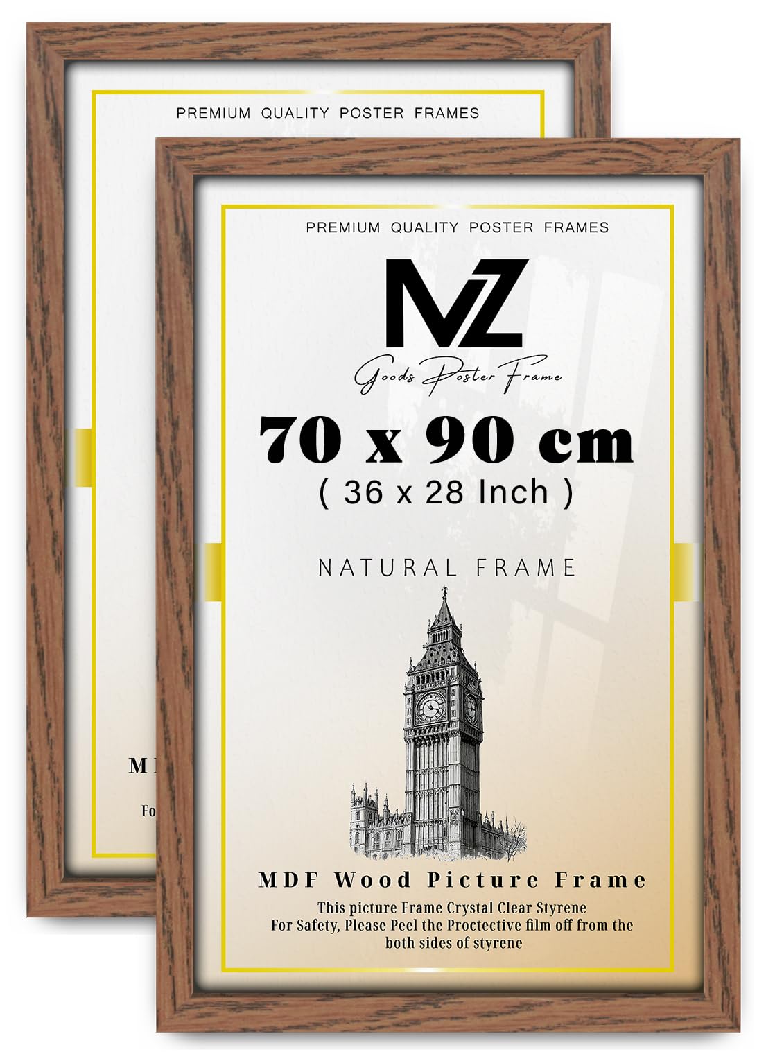 MZ GOODS pack of 2 Flat Style Eton Wood Puzzle (70 x 90 CM) Frames, Certificate, Extra Large Dark Oak Engineered Wood Frames| 36 x 28 Inch MDF Frame 700 x 900 mm [ Dark Oak ]